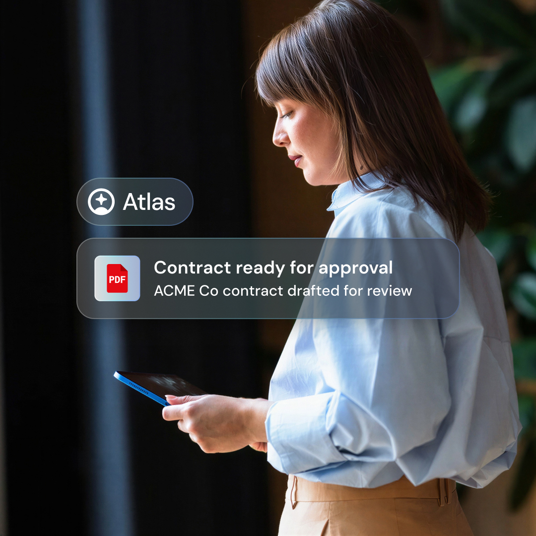 Human in the loop — every Atlas action surfaces in HubSpot for review and approval before it goes out